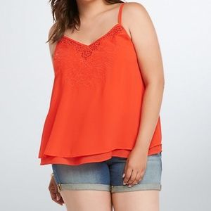 NWOT Torrid Embroidered Chiffon Camp Top